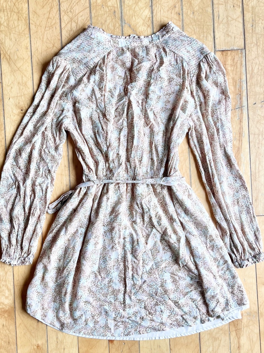 Gentle Fawn Tan Floral Long Sleeve Dress Size Medium - Picture 6 of 7